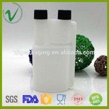 empty white HDPE liquid plastic chemical bottle factory with two mouth